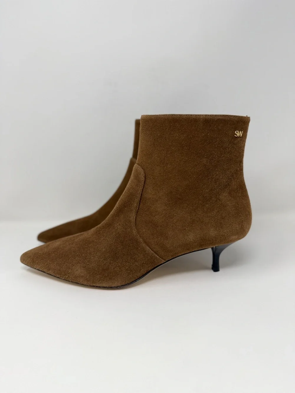 New Stuart Weitzman Mara Zip Suede Bootie Espresso Sz 8.5